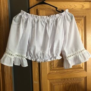 white off the shoulder crop top